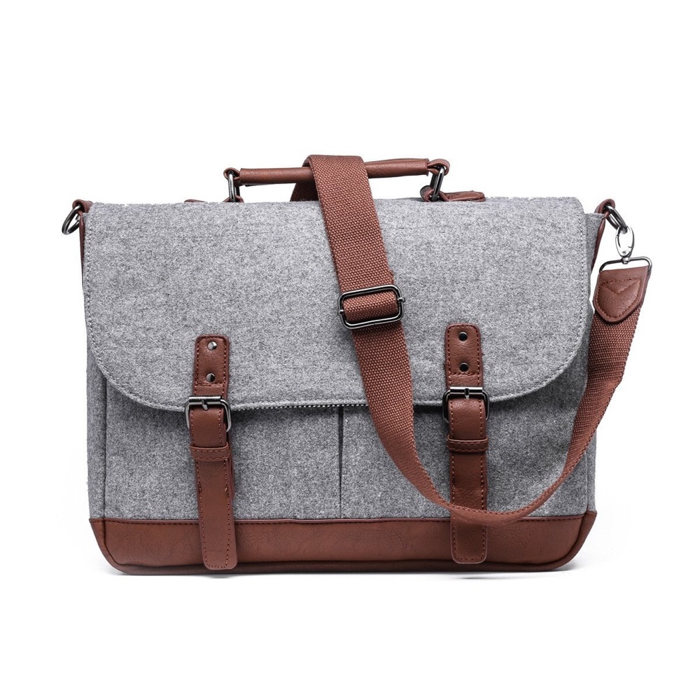 BRAND NEW LIGHT GREY MESSENGER BAG W PADDED LAPTOP